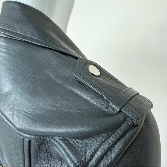 MAJE leather navy women jacket size 36 FR or 6 US Retail 750$ - Picture 5 of 10